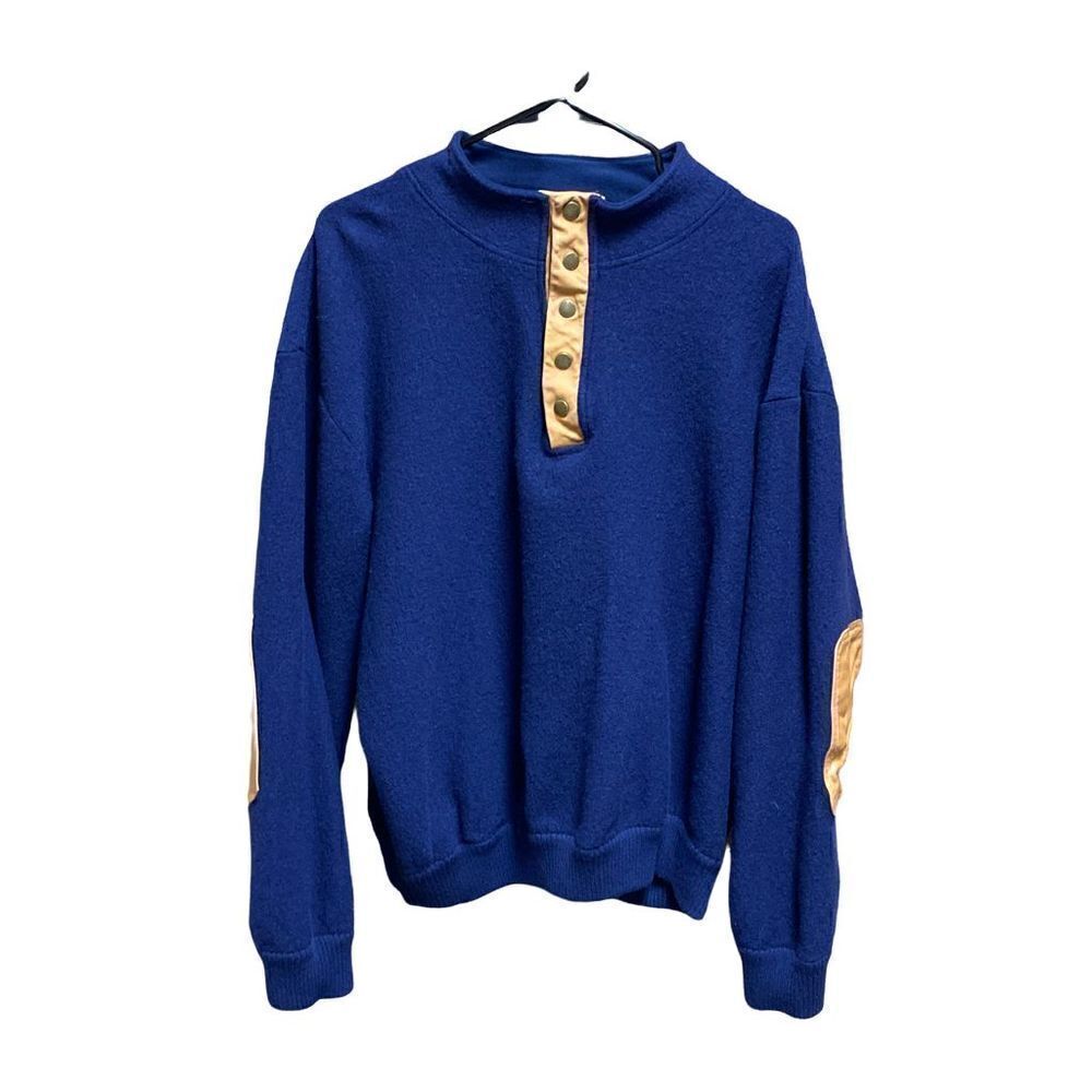 Orvis Navy Wool 3/4 Button Sweater Size XXL